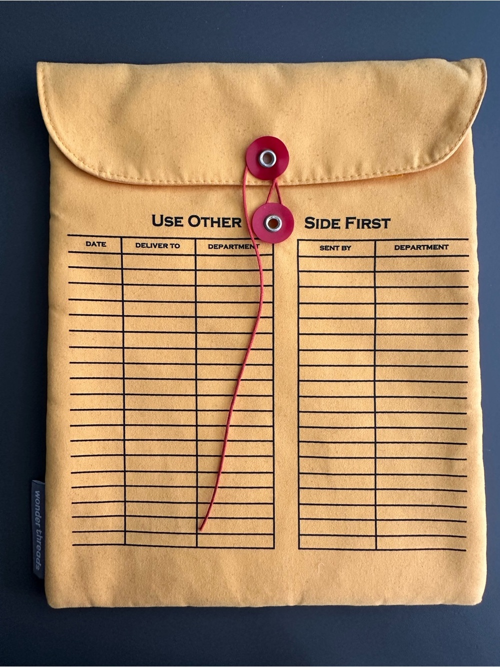 Wonder Threads - Yellow Interoffice Envelope Red String Closure iPad Case/Sleeve